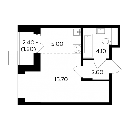 Студия 28.6 м²