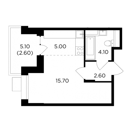 Студия 30 м²