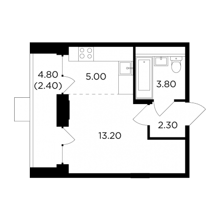 Студия 26.7 м²