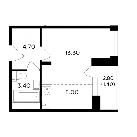 Студия 27.8 м²